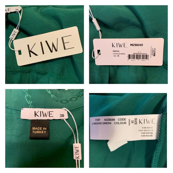 New! KIWE Jaquard Chain Pattern Shirt Dress in Deep Green - Picture 13 of 13